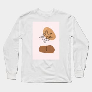 Minimalist Scandinavian, Abstract Geometric Art, Botanical Art Long Sleeve T-Shirt